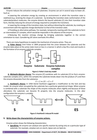 Notes on Enzyme | PDF