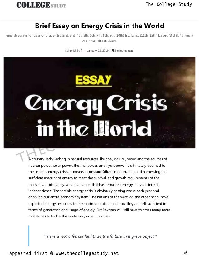 reasons for energy crisis essay