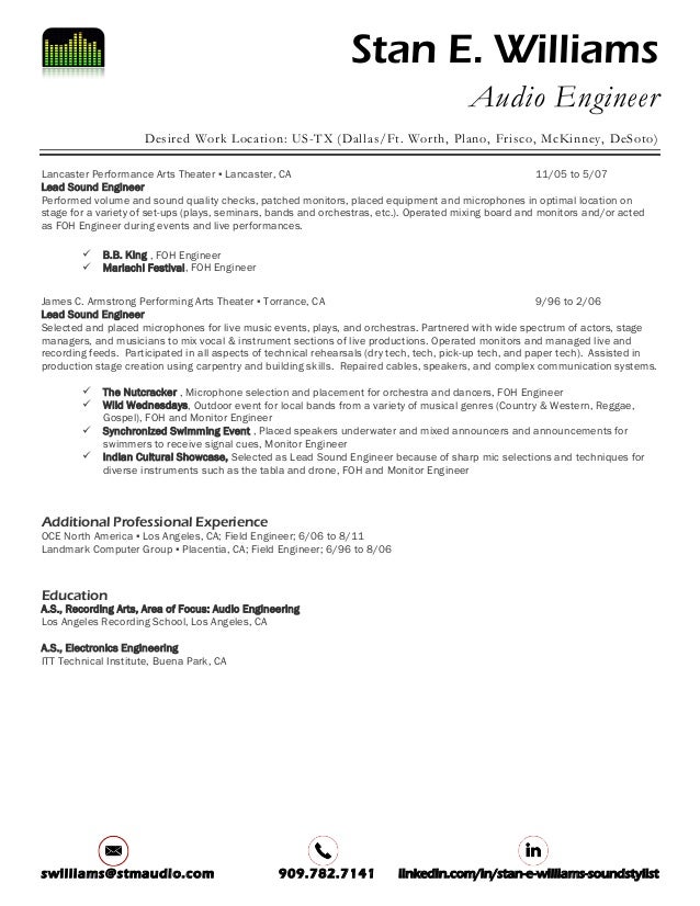 sound engineer resumes