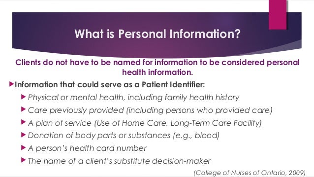 What is personal health information?