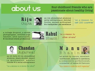 About us four childhood friends who are
passionate about healthy living