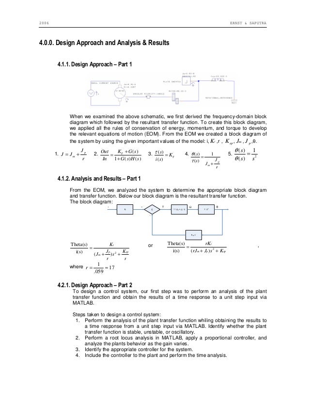 Unity Feedback PD Controller Design For An Electronic Throttle Body