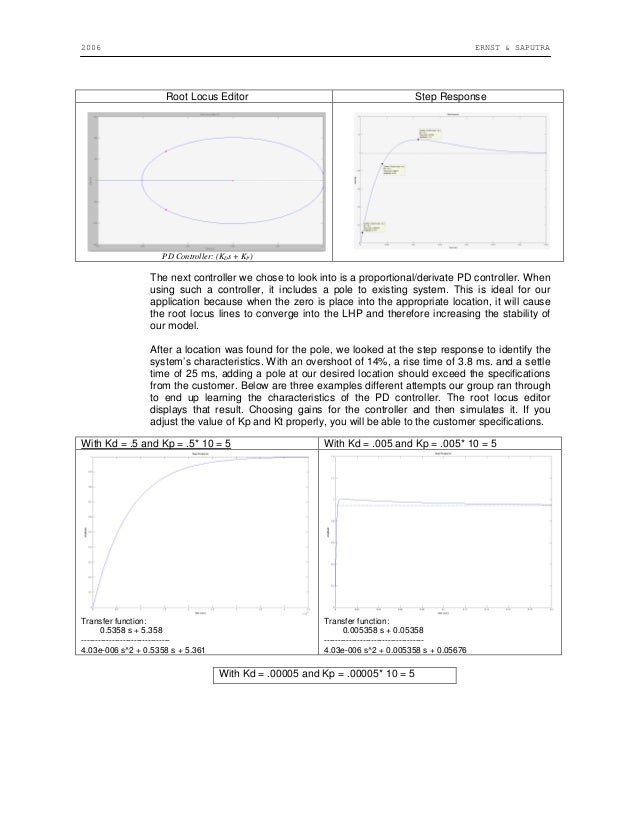 Unity Feedback PD Controller Design For An Electronic Throttle Body