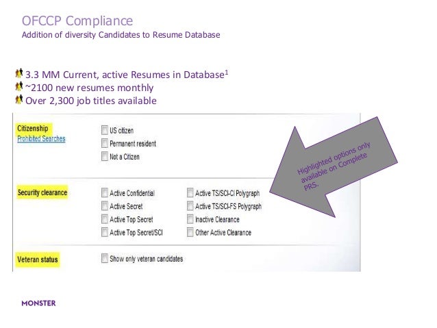 monster resume database