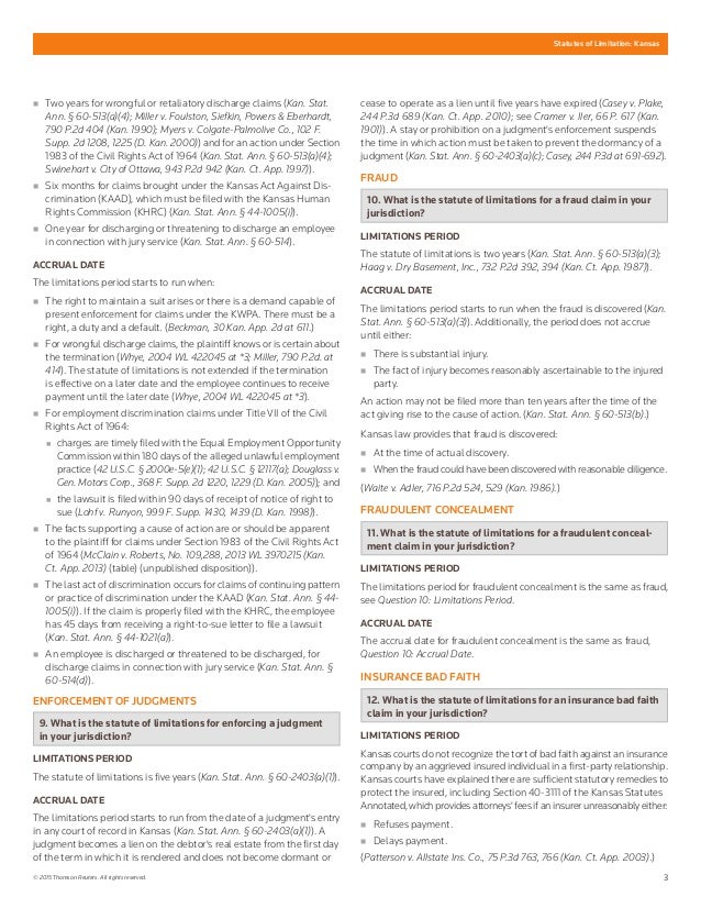 Statute of Limitations Kansas