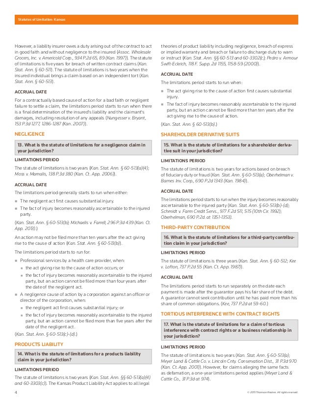 Statute of Limitations Kansas