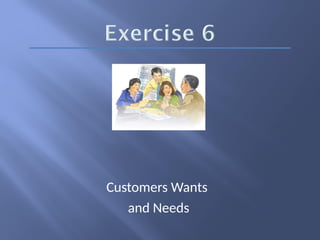 Customers Wants
and Needs
 