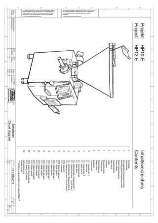 E
D
C
B
F
A
E
D
C
B
F
A
87654321
87654321
Blatt
Ers. d.
Ers. f.
Norm
Gepr.
Bearb.
DatumNameDatumBeschreibung der ÄnderungÄnd.­Nr.
forbidden.
to third parties without express authority is strictly
tion contained therein. Reproduction, use or disclosure
We reserve all rights in this document and in the informa­
sind ohne unsere ausdrückliche Zustimmung verboten.
Bekanntgabe an Dritte oder Verwertung seines Inhaltes
stand behalten wir uns alle Rechte vor. Vervielfältigung,
Für dieses Dokument und den darin dargestellten Gegen­
© VEMAG Maschinenbau GmbH © VEMAG Maschinenbau GmbH
Bez.Zeichn.­Nr.Änd.­Index
von
Projekt:
Project:
Inhaltsverzeichnis
Contents
1
Schaltplan
Circuit diagram
HP10­E
HP12­E
161.890­011Carstens
31.01.2008
a160.052Bl. 2,4,6,22,23 geändert26.02.2008Carstens
24
2Schalttafel
Switchboard
3Montageplatte­Frequenzumrichter
Mounting panel­Frequency control
4Spannungsversorgung
Power supply
5Hauptstromkreis
Main circuit
6Lüfter
Ventilator
7Steuerstromkreis
Control circuit
8Sicherheitskreis
Safety circuit
9Bedienteil
Control panel
10FU ­ Hauptantrieb 1
FC ­ Main drive 1
11FU ­ Hauptantrieb 2
FC ­ Main drive 2
12FU ­ Zubringerantrieb
FC ­ Feed drive
13FU ­ Abdrehantrieb / Messerantrieb 1
FC ­ Linking horn drive / Cut off drive 1
14FU ­ Abdrehantrieb / Messerantrieb 2
FC ­ Linking horn drive / Cut off drive 2
15SPS, Übersicht
PLC, Overview
16SPS, Digital Eingänge 1
PLC, Digital inputs 1
17SPS, Digital Eingänge 2
PLC, Digital inputs 2
18SPS, Digital Eingänge 3
PLC, Digital inputs 3
19SPS, Digital Eingänge 4
PLC, Digital inputs 4
20SPS, Digital Ausgänge1
PLC, Digital output1
21SPS, Digital Ausgänge2
PLC, Digital output2
22SPS, Analog Ein­/Ausgänge
PLC, Analog In­/Outputs
23Aufzugsteuerung
Elevator control
 ** die Zeichnung beinhaltet noch weitere Blätter **
 