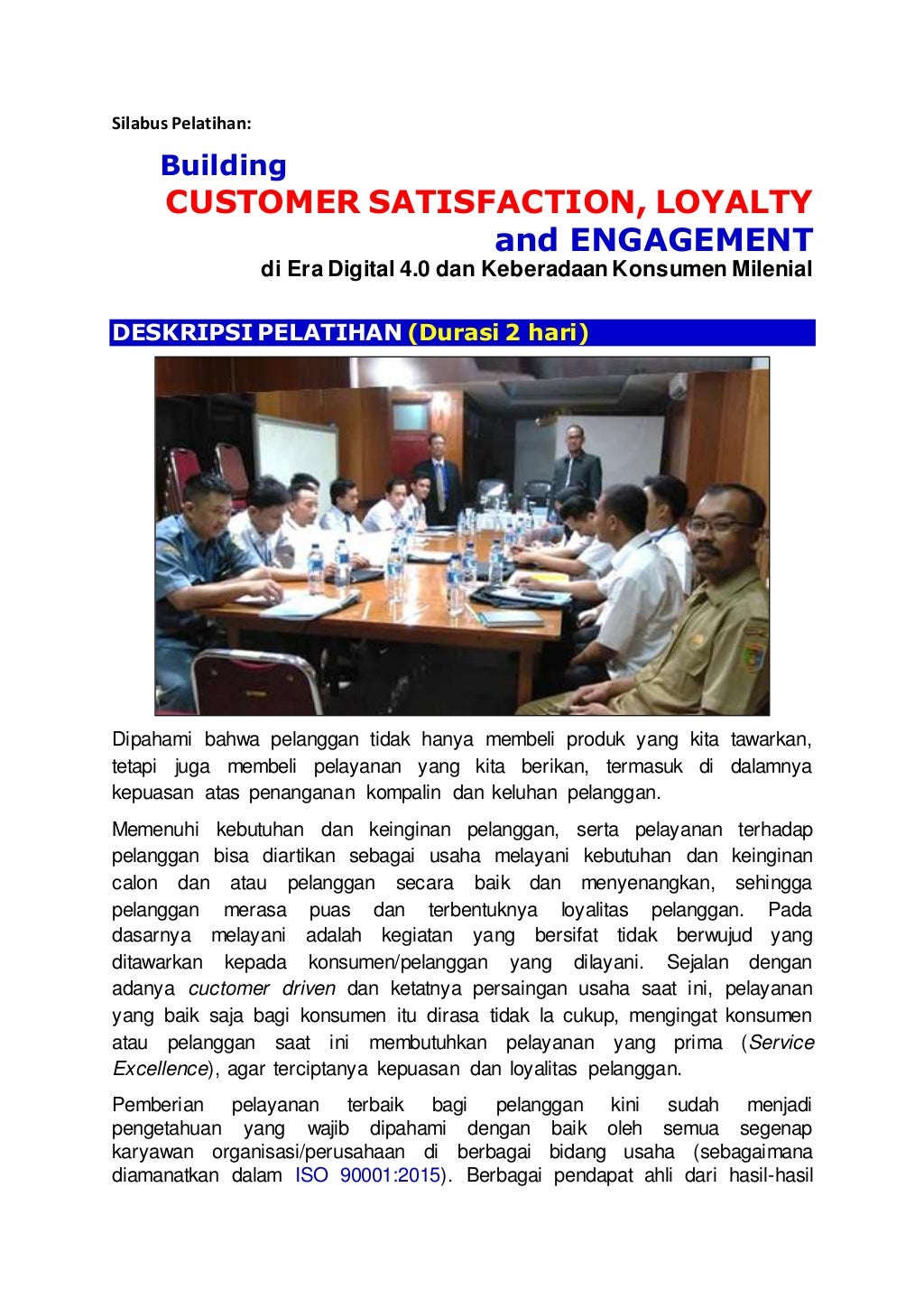 (2022) Silabus Pelatihan &quot;Building Customer Satisfaction