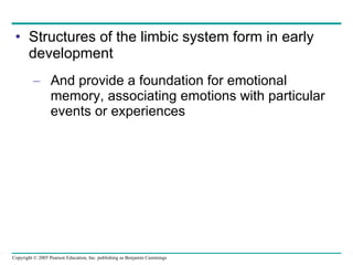 Structures of the limbic system form in early development And provide a foundation for emotional memory, associating emotions with particular events or experiences  