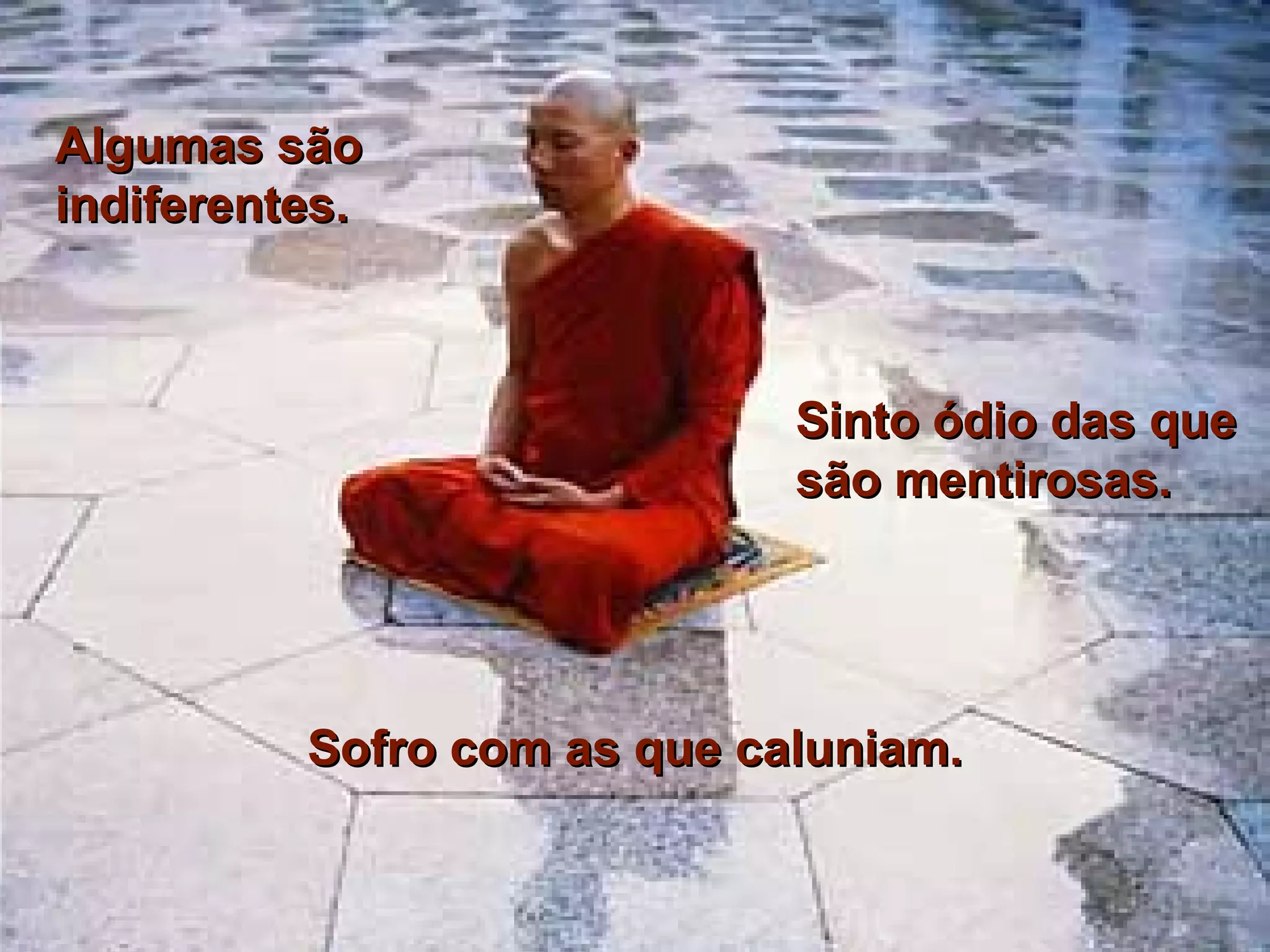 Algumas são indiferentes. Sinto ódio das que são mentirosas. Sofro com as que caluniam.