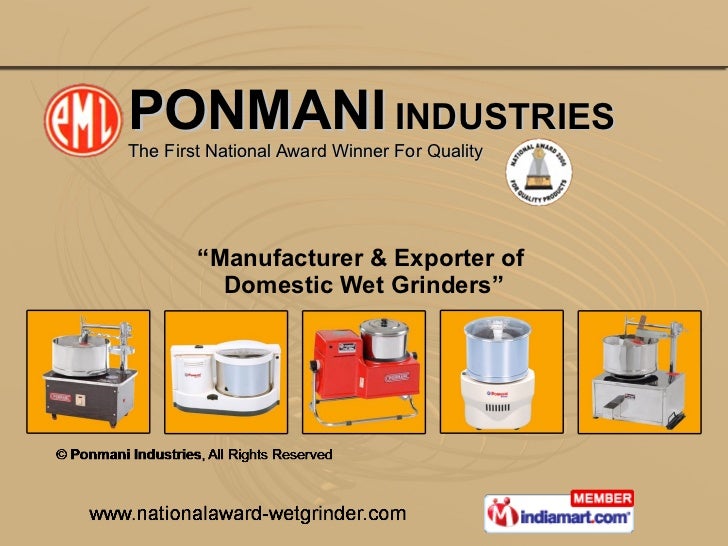 Table Top Wet Grinder Prime by Ponmani Industries Coimbatore