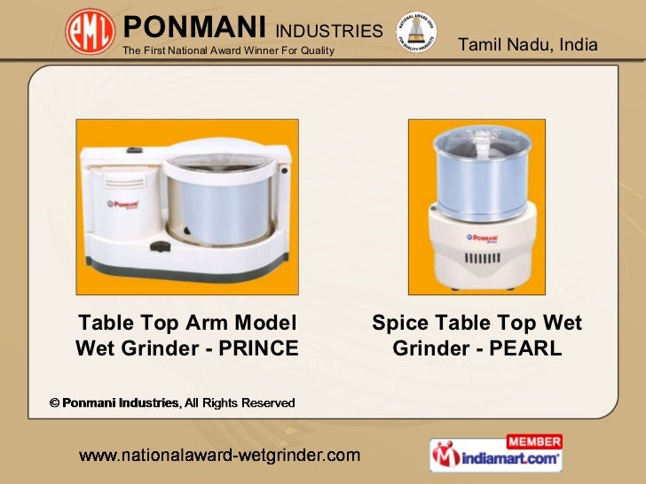 Table Top Wet Grinder Prime by Ponmani Industries Coimbatore