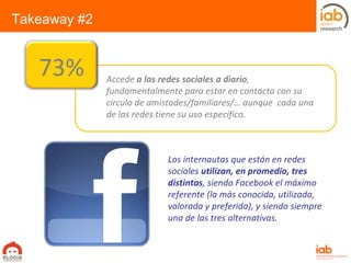 Los internautas que están en redes sociales  utilizan, en promedio, tres distintas , siendo Facebook el máximo referente (...