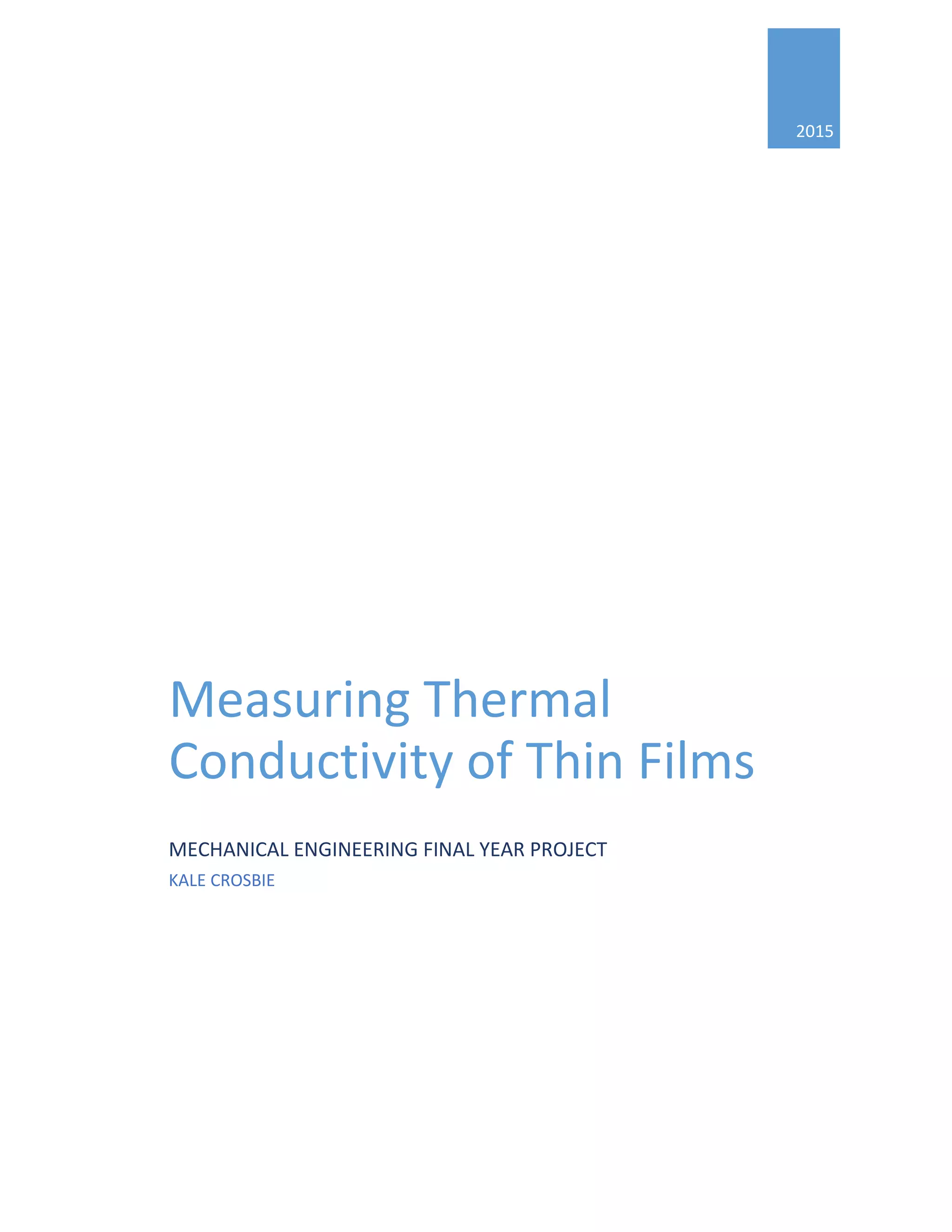 Measuring Thermal Conductivity of Thin Films | PDF | Chemistry | Science