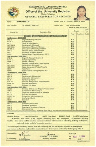 transcript of records