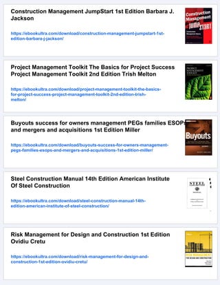Manual of Construction Project Management For Owners and Clients 1st ...