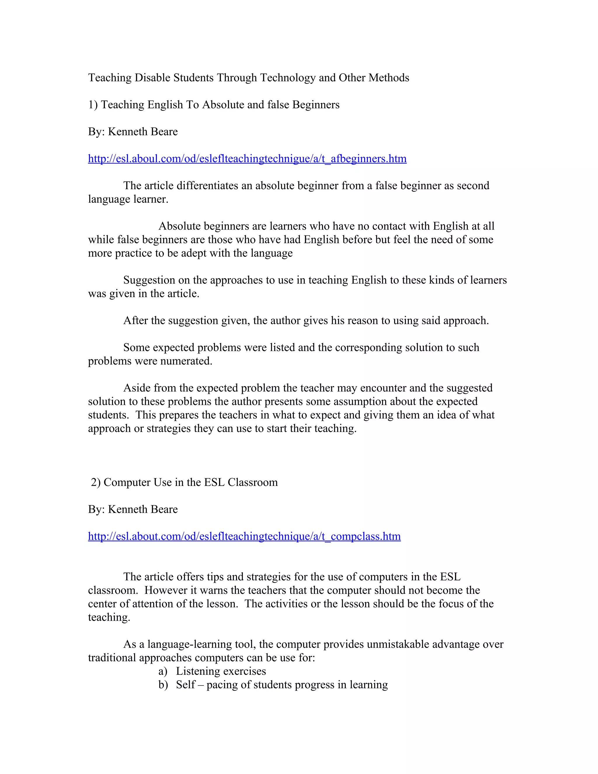 481 Assignment Articles