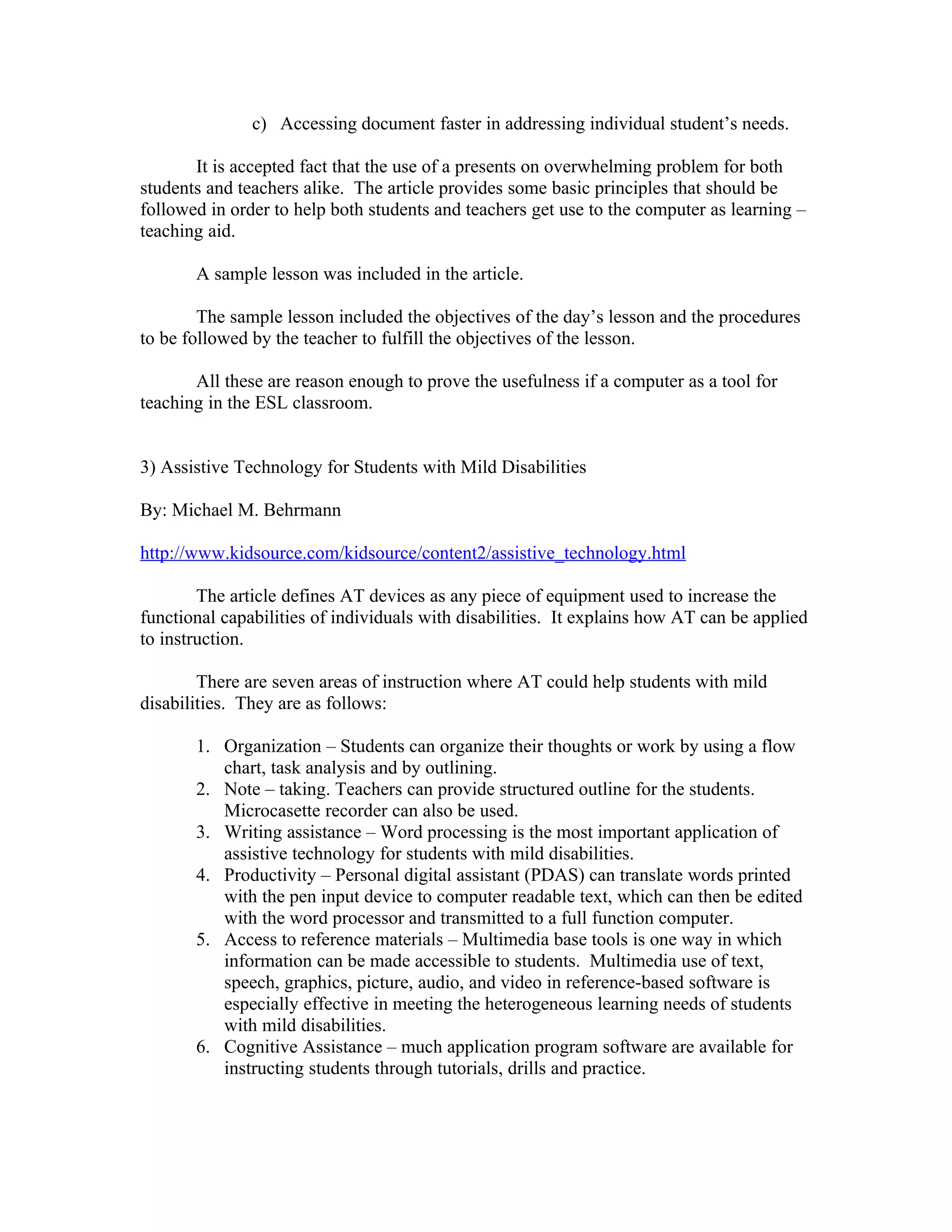 481 Assignment Articles