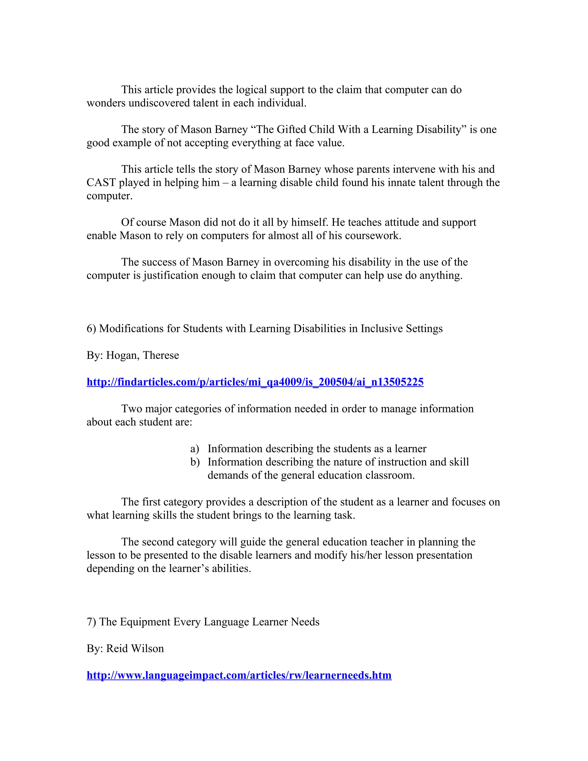 481 Assignment Articles