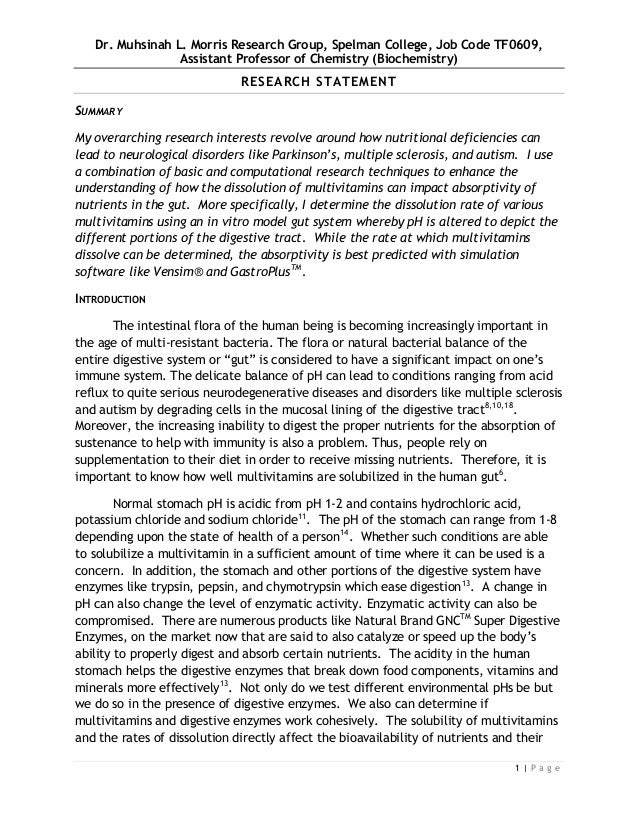 Personal statement examples biochemistry