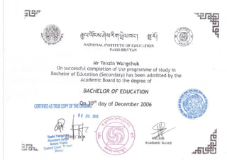 B. Ed Certificate