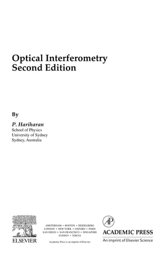 Optical interferometry 2nd Edition P. Hariharan | PDF