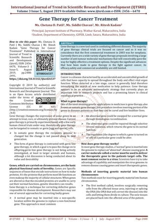 Gene Therapy for Cancer Treatment | PDF