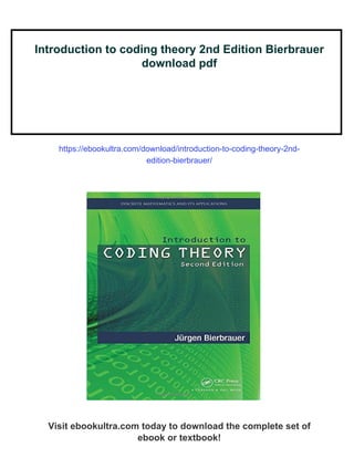 Introduction to coding theory 2nd Edition Bierbrauer | PDF
