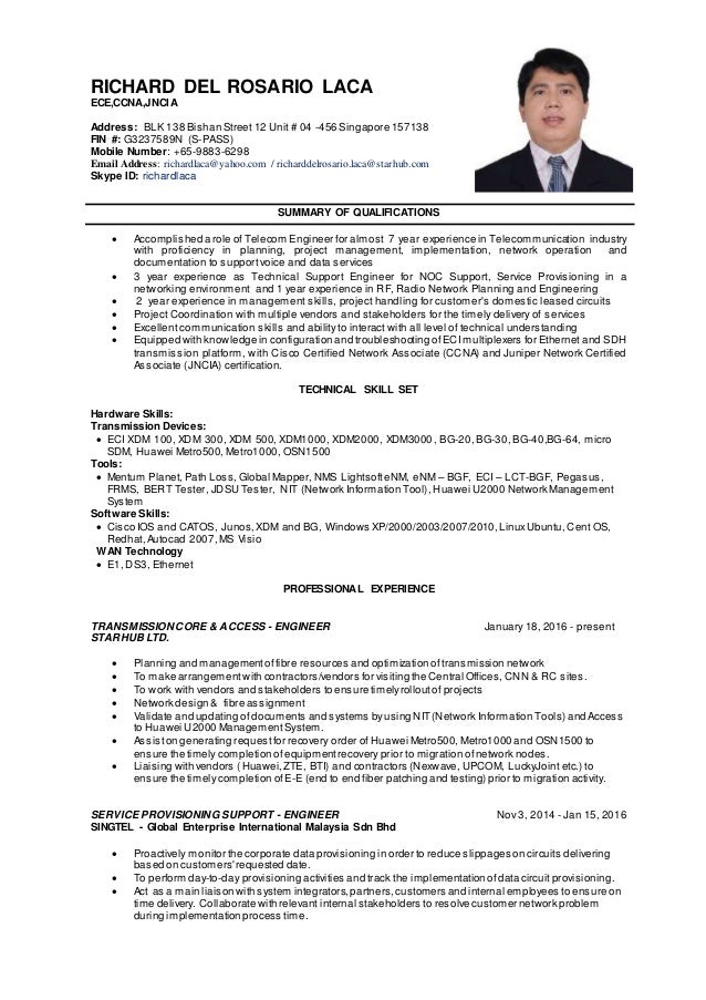 telecom engineer resumes