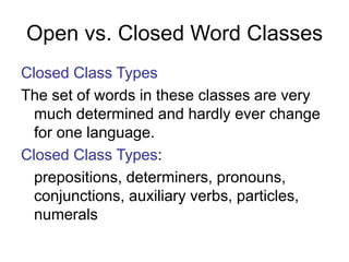Word Classes, Open and Closed Class Words, Basic English Grammar, English  with Wasanti