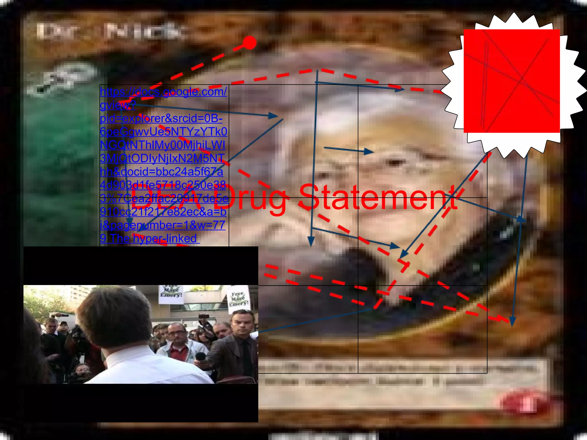 DEA Drug Statement https://docs.google.com/gview?pid=explorer&srcid=0B-6peGgwvUe5NTYzYTk0NGQtNThlMy00MjhiLWI3MjQtODIyNjIxN2M5NThh&docid=bbc24a5f67a4d903d1fe5718c250e383%7Cea2ffac20917de5e910cc21f217e82ec&a=bi&pagenumber=1&w=779 The hyper-linked