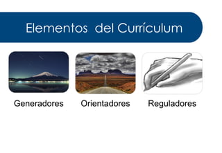 Generadores Orientadores Reguladores
Elementos del Currículum
 