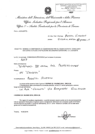 lettera di nomina Matani Vittorio