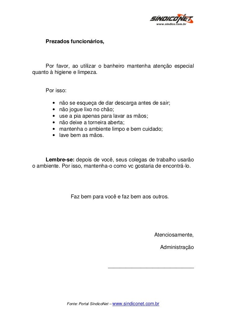 Sobre o banheiro dos funcionários: higiene e limpeza