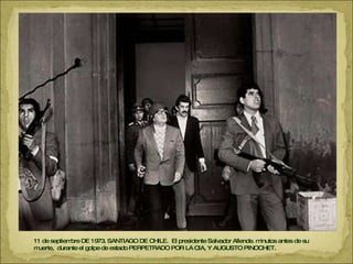 11 de septiembre DE 1973. SANTIAGO DE CHILE.  El presidente Salvador Allende. minutos antes de su muerte,  durante el golpe de estado PERPETRADO POR LA CIA, Y AUGUSTO PINOCHET. 