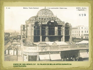 ENERO DE 1909. MÉXICO, D.F.  EL PALACIO DE BELLAS ARTES DURANTE SU CONSTRUCCIÓN. 
