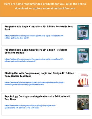 Programmable Logic Controllers 4th Edition Petruzella Test Bank | PDF