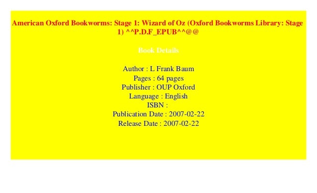 American Oxford Bookworms Stage 1 Wizard Of Oz Oxford Bookworms L