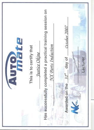 Certificate As NX Automate  Expert(Toyota Ghana 2007)