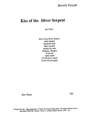 Kiss of the Silver Serpent  -- Beverly Forsyth