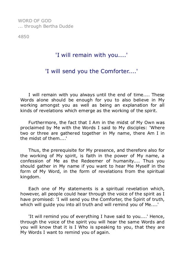 4850 I Will Remain With You I Will Send You The Comforter