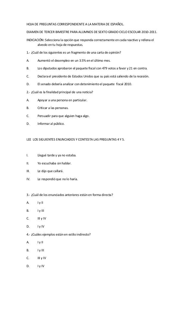 preguntas abiertas para sexto grado de primaria 48514094 examen del tercer bimestre de sexto grado de preguntas abiertas para sexto grado de primaria 48514094 examen del tercer bimestre de sexto grado de