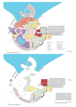 1.RECEPTION
2.PATIENT ACCOMIDATION
3.SAUNA
4.POOL
5.STEAM ROOM
6.MALE CHANGE
7.FEMALE CHANGE
8.LOUNGE
9.KITCHEN
10.BREAKFAST ROOM
11.DINING ROOM
12.DANCE SPACE
13.LIBRARY/ READING ROOM
14.STUDIO/MULTIPURPOSE SPACE
15.ICU
16.OPERATINGTHEATER
17.TREATMENT FACILITIES
18.DOCTORS FACILITIES
19.NURSES FACILITIES
20.GARDENERS FACILITIES
21.HANDYMAN FACILITIES
22.DELIVERIES/GARBAGE COLLECTION
23.ADMINISTRATION OFFICES
1
1
1
2
3
5
6
7
8
8
8
9
10
11
12
13
14
15 16
17
18
19
20
21
22
WELLNESS CENTRE
GROUND FLOOR PLAN
@ 1:7005 10 20 50
CLOCKTOWER
2
23
WELLNESS CENTRE
FIRST FLOOR PLAN
@ 1:700
WELLNESS CENTRE
BASEMENT PLAN
@ 1:700
5 10 20 50
5 10 20 50
 
