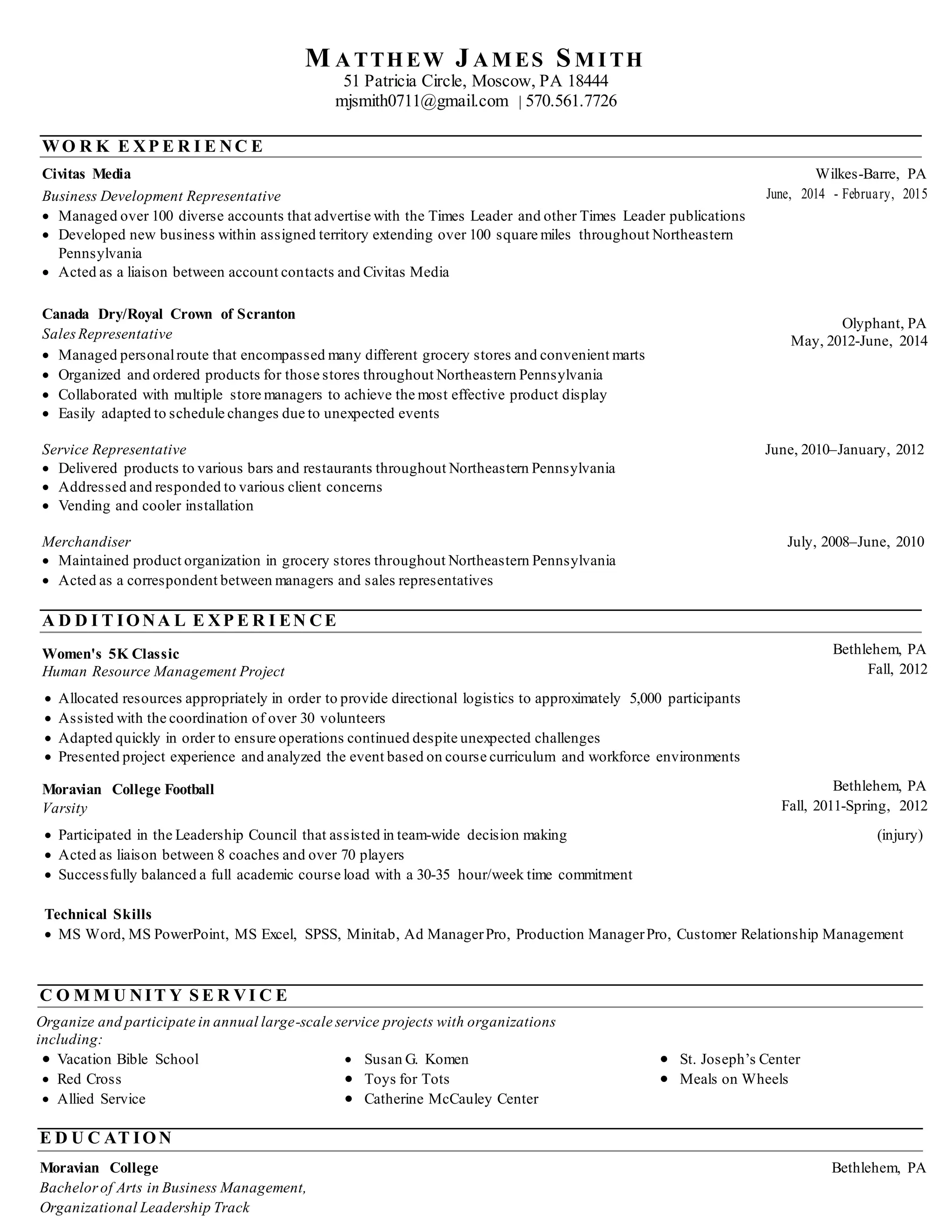 Matthew Smith, Resume 2015 DOCX