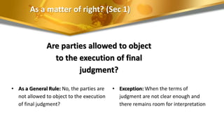 writ of execution Rule 39 Rules of Court | PPTX