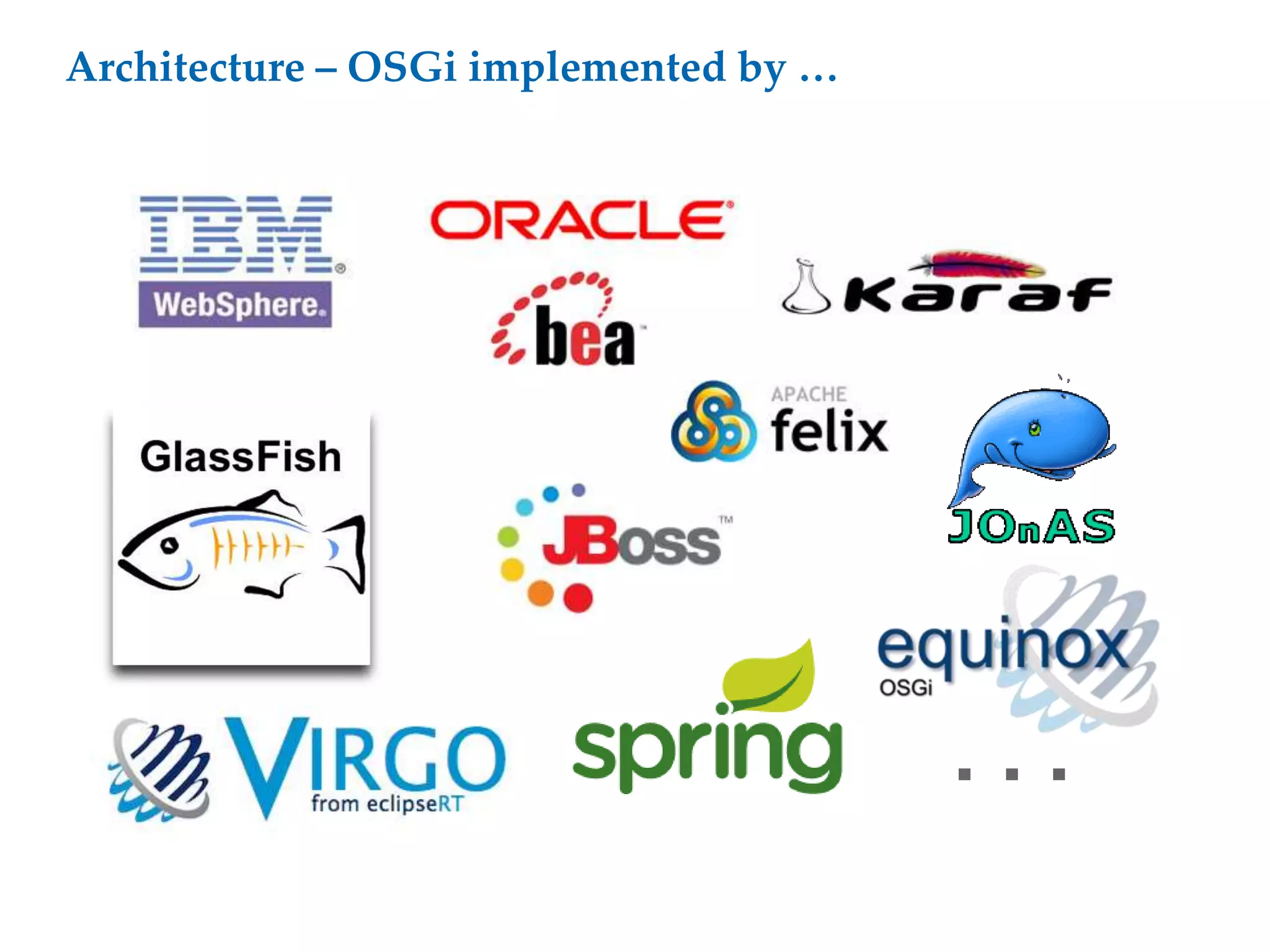 Architecture – OSGi implemented by …
. . .
 
