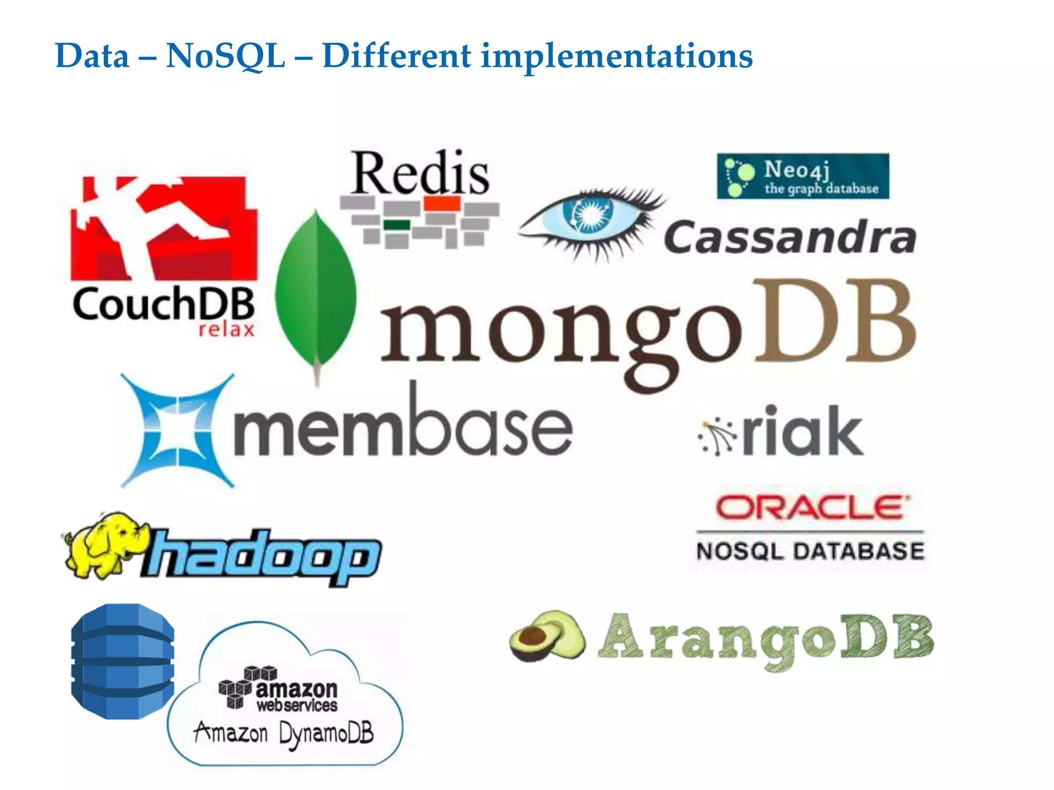 Data – NoSQL – Different implementations
 