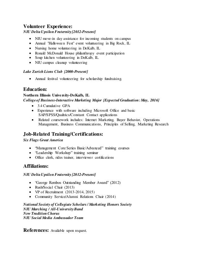 Volunteer at a nursing home resume