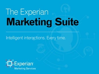 Intelligent interactions. Every time.
The Experian
Marketing Suite
 
